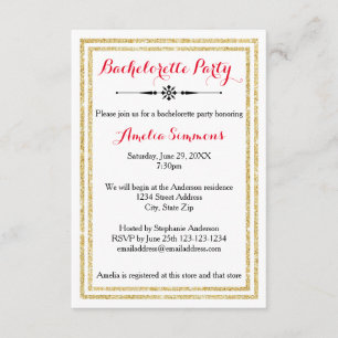 Double Gold Trim - 3x5 Bachelorette Invitation