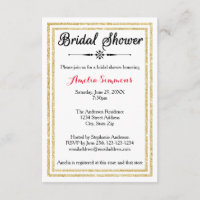 Double Gold Trim - 3x5 Bridal Shower Invitation