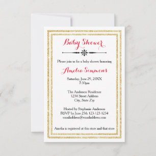 Double Gold Trim - Invitation Baby shower 3x5