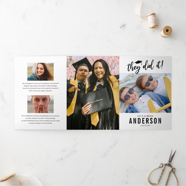 Double Graduation Photo Party Invitation (Outside)