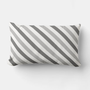 Double Grey and White Stripes Lumbar Pillow