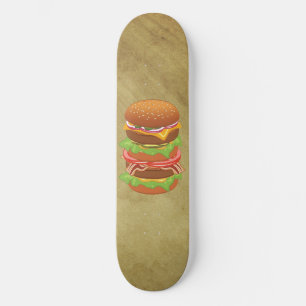 Double hamburger with cheese and bacon skateboard