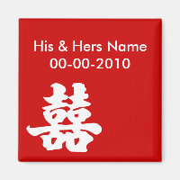 Double Hapiness Wedding Magnets