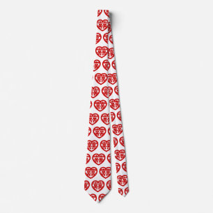 Double Happiness 囍 Shuangxi Chinese Hanzi Heart Tie