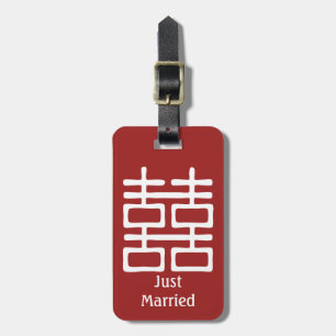 Double Happiness Chinese Just Married Wedding Luggage Tag