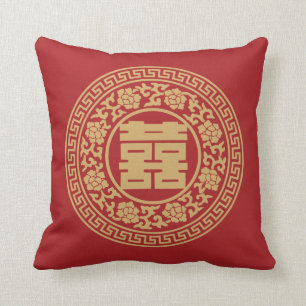 Double Happiness Chinese Pillow