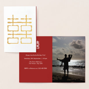Double Happiness Chinese Wedding Foil Card