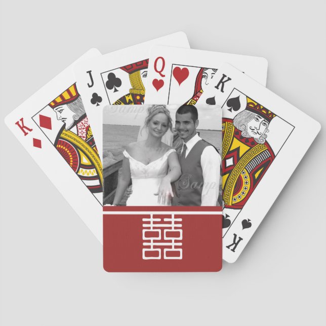Double Happiness Chinese Wedding Playing Cards (Back)