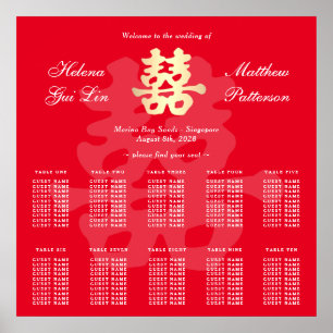 Double Happiness   Chinese Wedding Seating Plan Poster