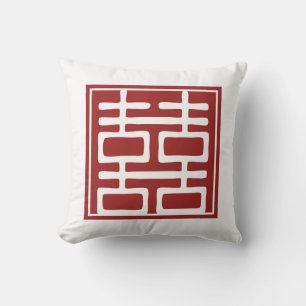 Double Happiness Chinese Wedding Throw Pillow