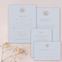 Double Happiness Dusty Blue & Gold Chinese Wedding