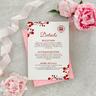 Double Happiness Elegant Chinese Wedding Details Enclosure Card