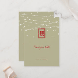 Double Happiness Fairy Lights Wedding Place Card