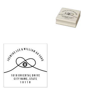 Double Happiness Knot Chinese Wedding Rubber Stamp