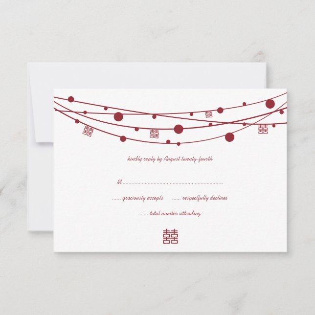 Double Happiness Lanterns Mariage Cartes RSVP (Devant)