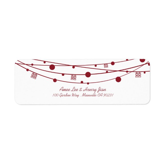 Double Happiness Lanterns Wedding Address Labels (Front)