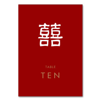 Double Happiness Modern Red Table Number Card