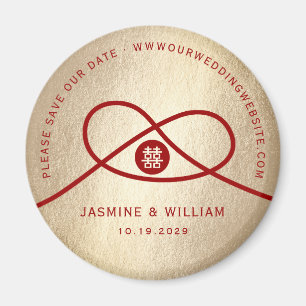 Double Happiness Red Knot Save The Date Magnet
