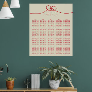 Double Happiness Red Knot Wedding Seating Chart
