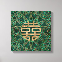 Double Happiness Symbol Gold and Malachite