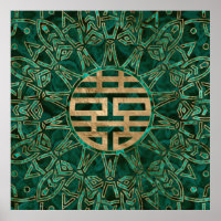 Double Happiness Symbol Gold and Malachite