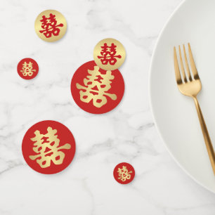 Double happiness wedding confetti