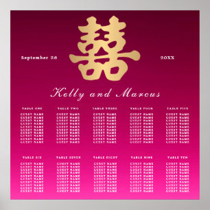 Double Happiness   Wedding Seating Plan Poster