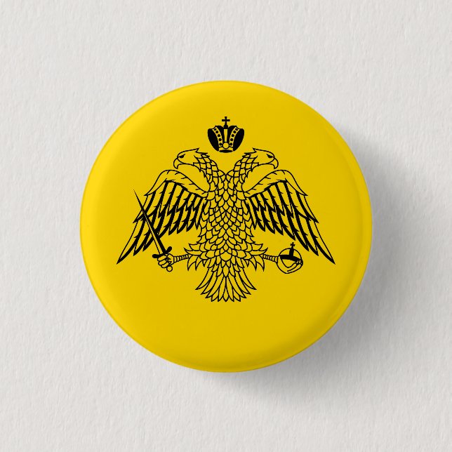 Double Headed Eagle Byzantine & Christian Emblem 1 Inch Round Button (Front)
