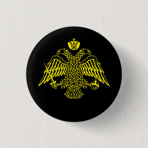 Double Headed Eagle Byzantine & Christian Emblem B 1 Inch Round Button