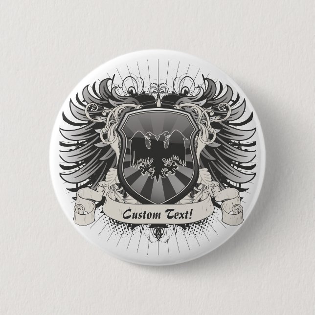Double Headed Eagle Crest 2 Inch Round Button (Front)