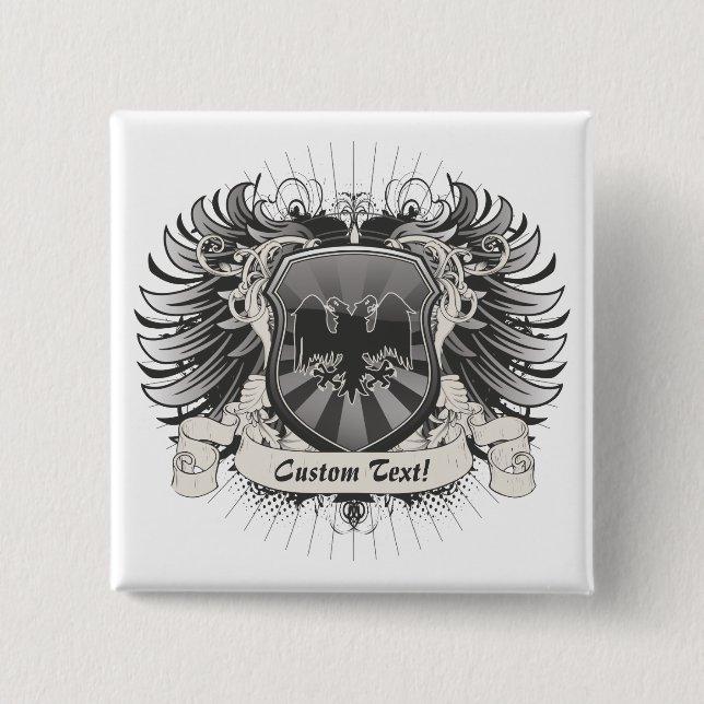Double Headed Eagle Crest 2 Inch Square Button (Front)
