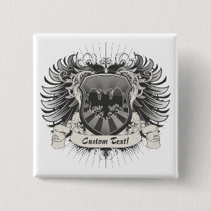 Double Headed Eagle Crest 2 Inch Square Button