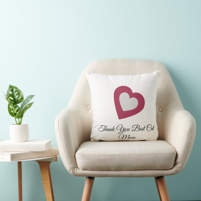 Double Heart Cat Paw with Quote, Front and Back,  Throw Pillow (Chair)