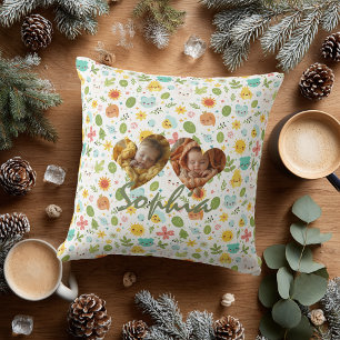 Double Heart Photo Pillow Heart & Kawaii Pattern 