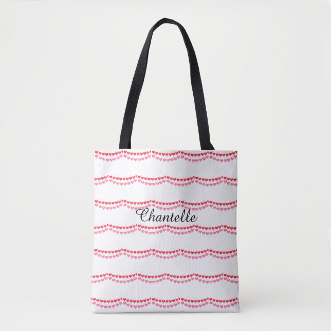 Double Heart Swag Name Tote Bag (Front)