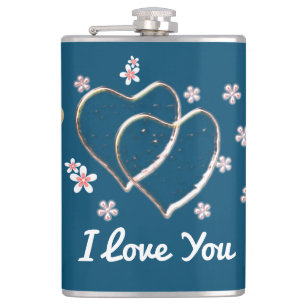 double hearts, hip flask