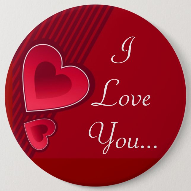 Double Hearts I Love You 6 Inch Round Button (Front)