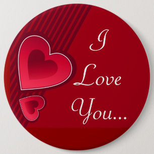 Double Hearts I Love You 6 Inch Round Button
