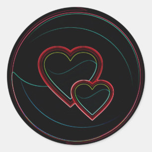 Double Hearts In Black Classic Round Sticker