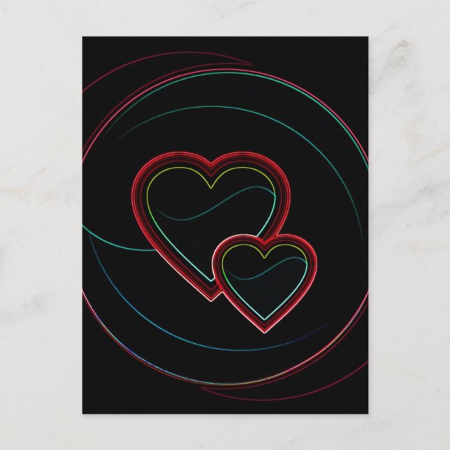Double Hearts In Black Postcard (Front)