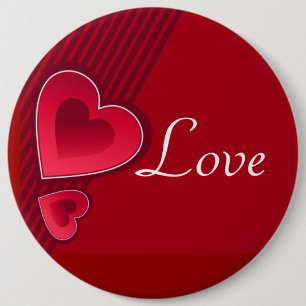 Double Hearts Love 6 Inch Round Button