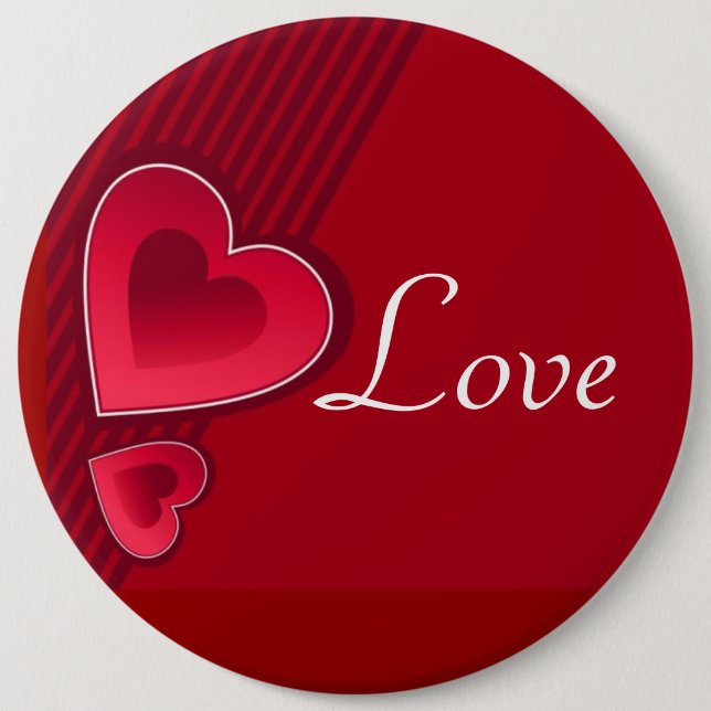 Double Hearts Love 6 Inch Round Button (Front)