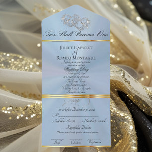 Double Hearts - Pastel Blue/Silver All In One Invitation