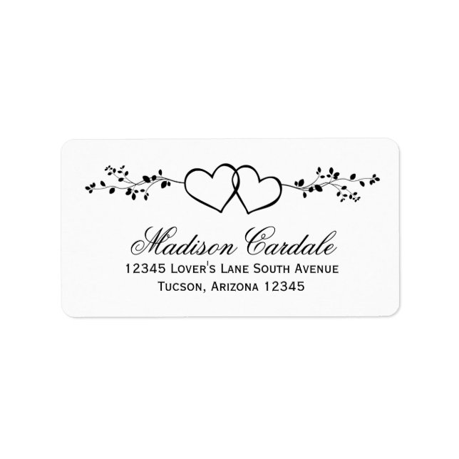 Double Hearts Personalized Wedding Address Labels (Front)