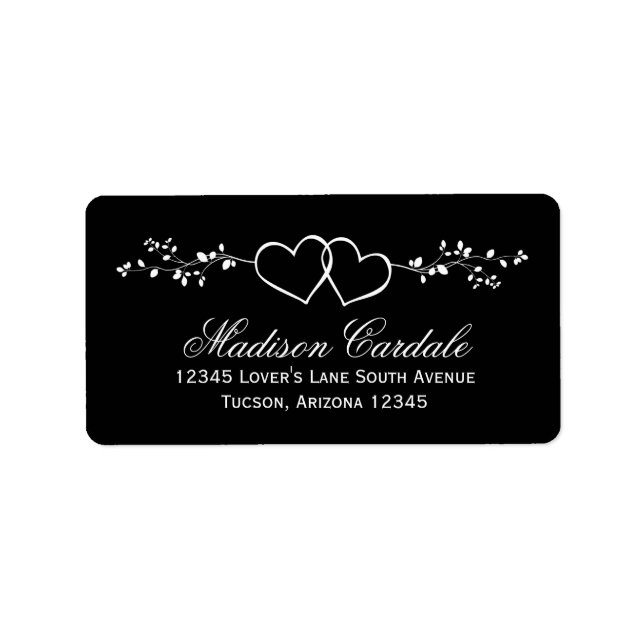 Double Hearts Personalized Wedding Address Labels (Front)