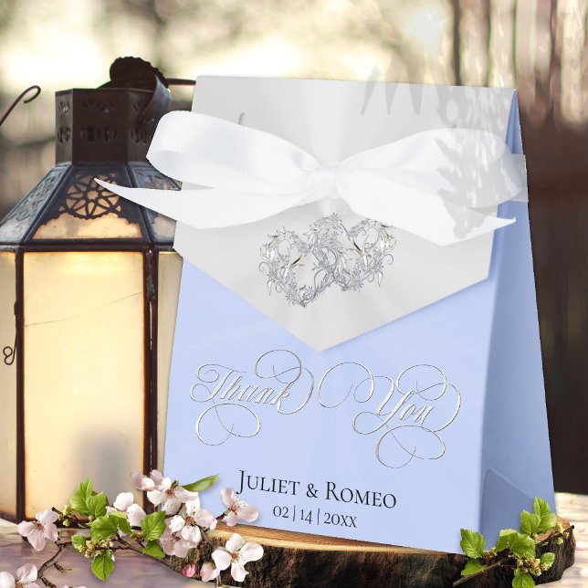 Double Hearts Thank You- Blue/Silver Favor Box (Creator Uploaded)