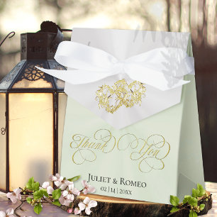 Double Hearts Thank You- Sage/Gold Favor Box