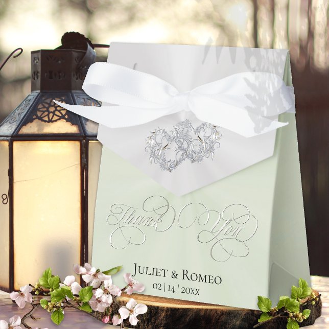 Double Hearts Thank You- Sage/Silver Favor Box (Creator Uploaded)