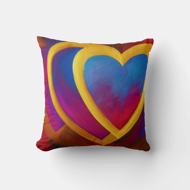 Double Hearts Throw Pillow (Front)