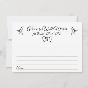 Double Hearts Wedding Advice and Well Wishes Cards